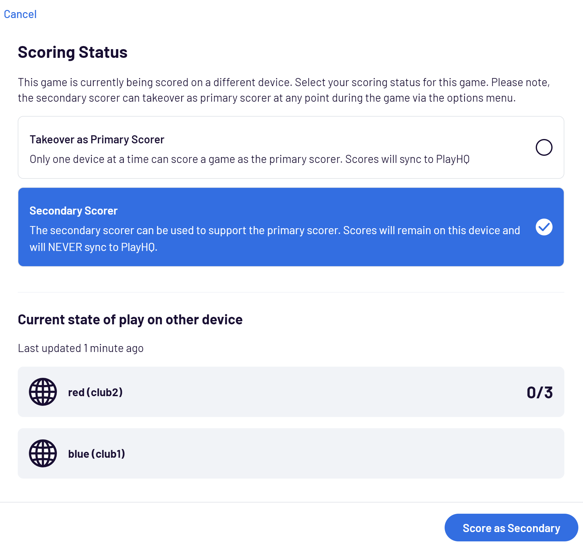Setting up an electronic scoring session – PlayHQ