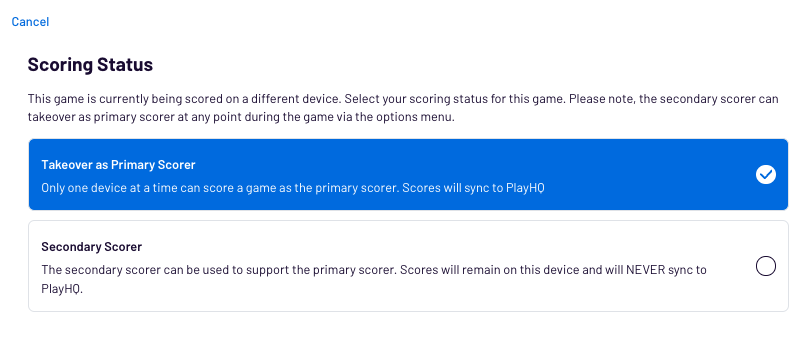Secondary Scorer – PlayHQ
