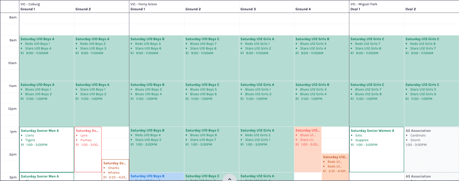 Allocating games using the Calendar View PlayHQ