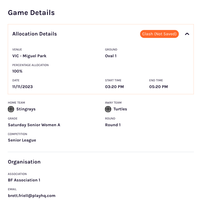 Allocating games using the Calendar View PlayHQ