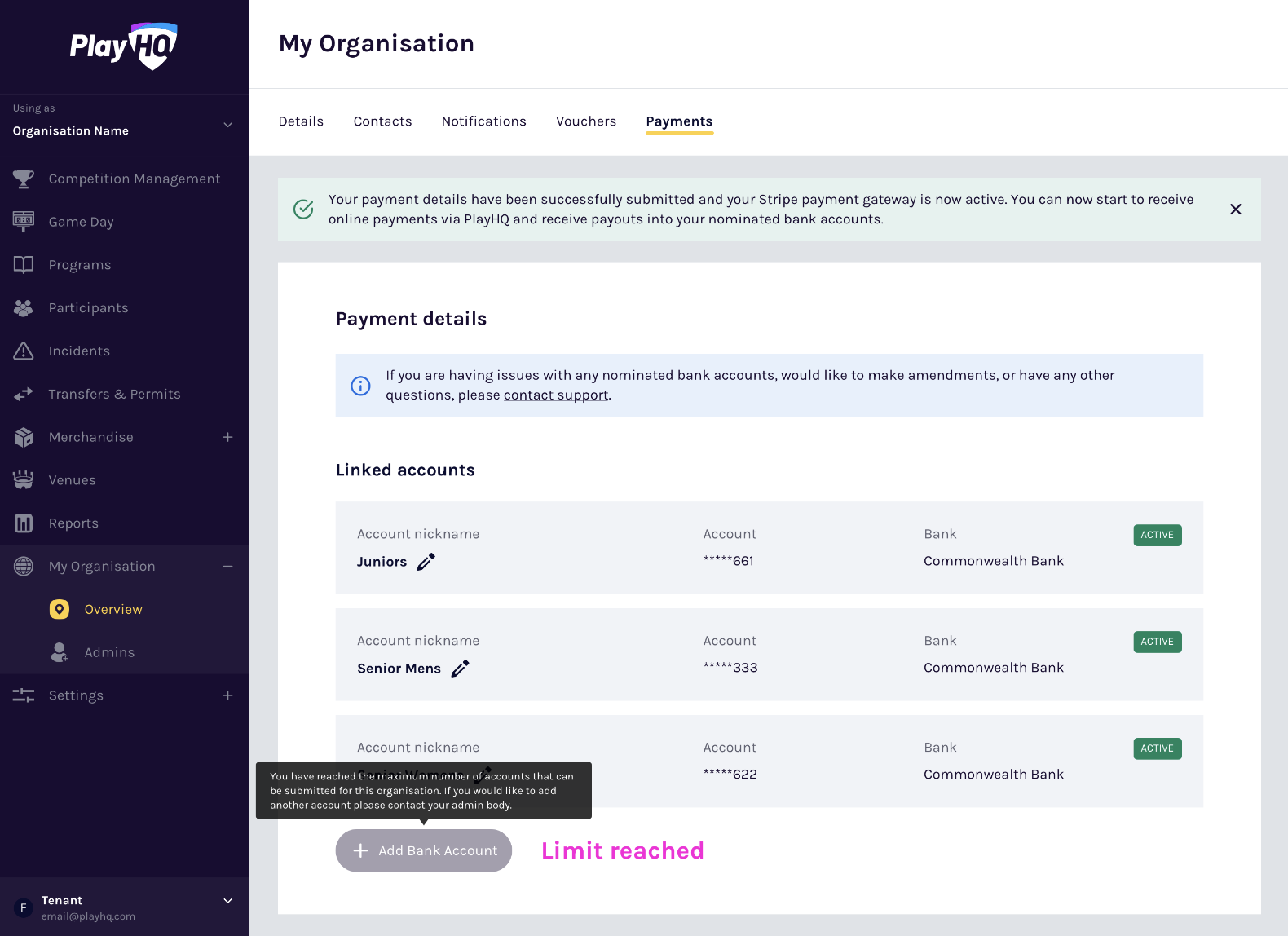 Disabled add account button