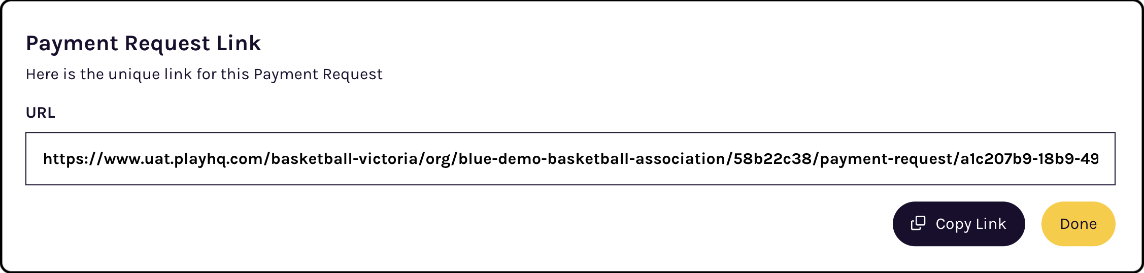 Copy payment request link