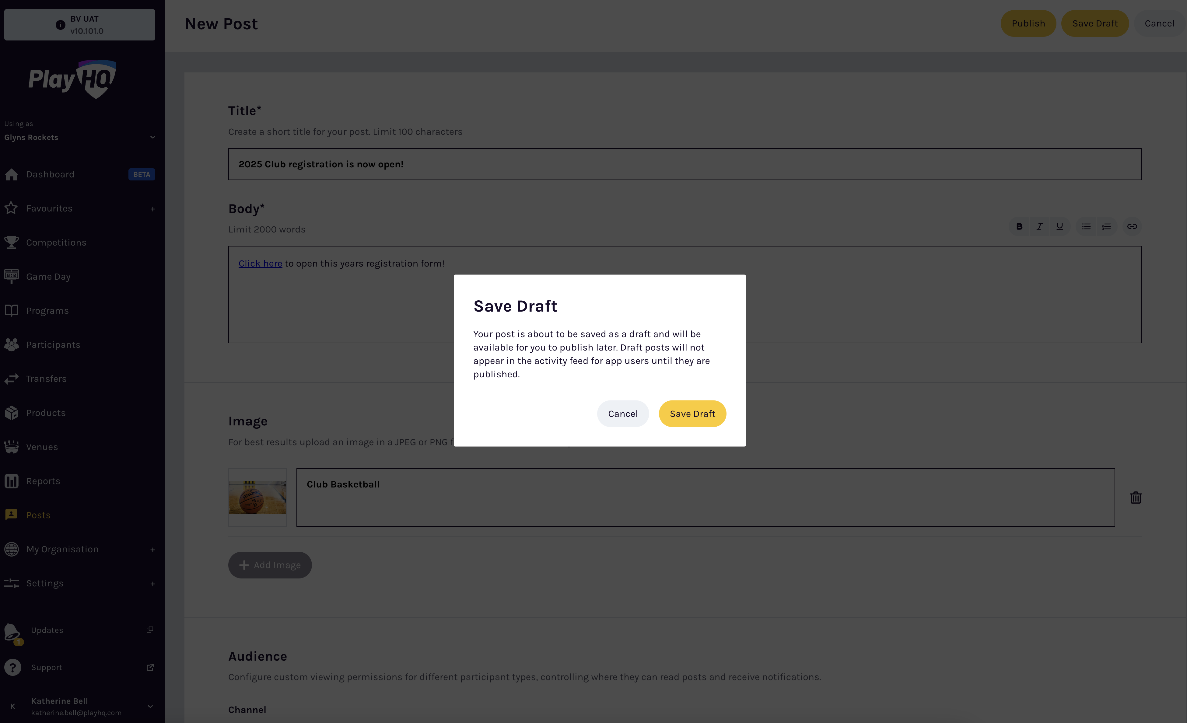 Save Draft button