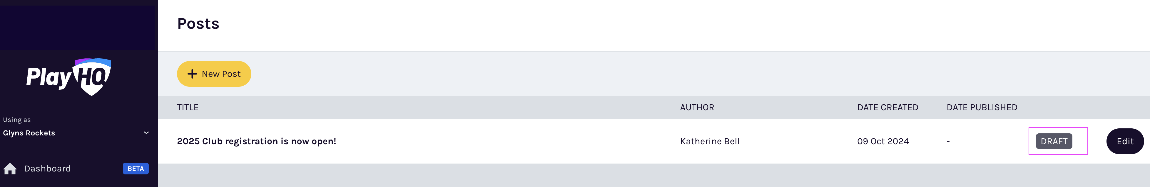 Draft posts in list view