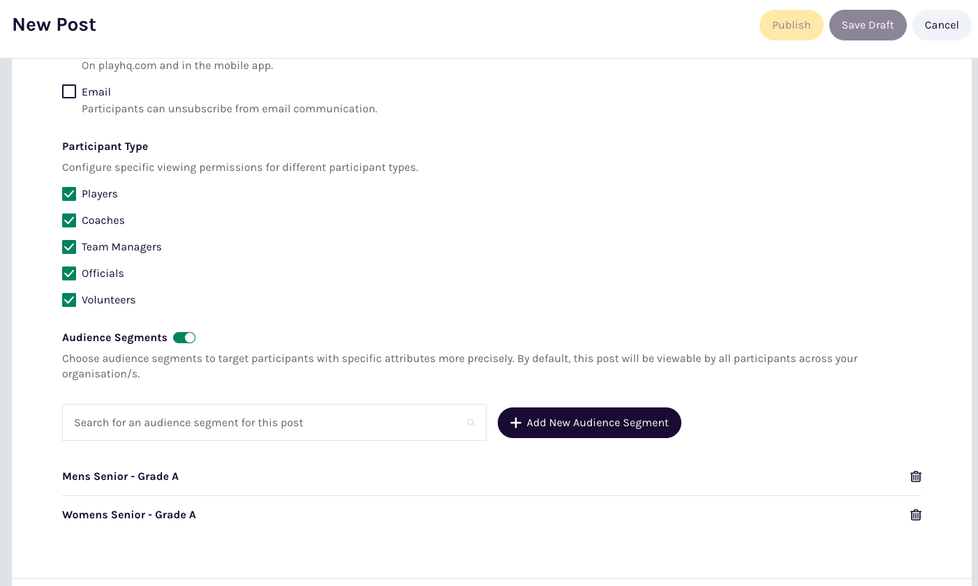 Adding segments to a post