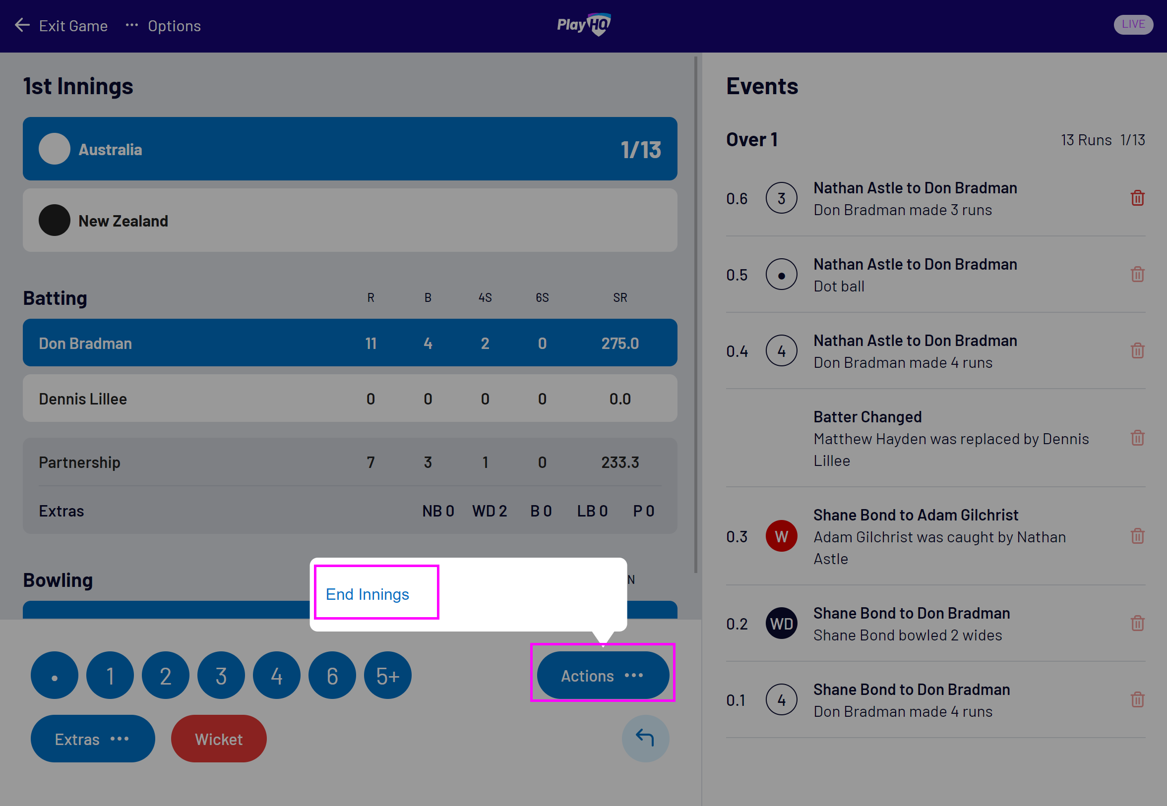 Selecting a game to score using electronic scoring – PlayHQ