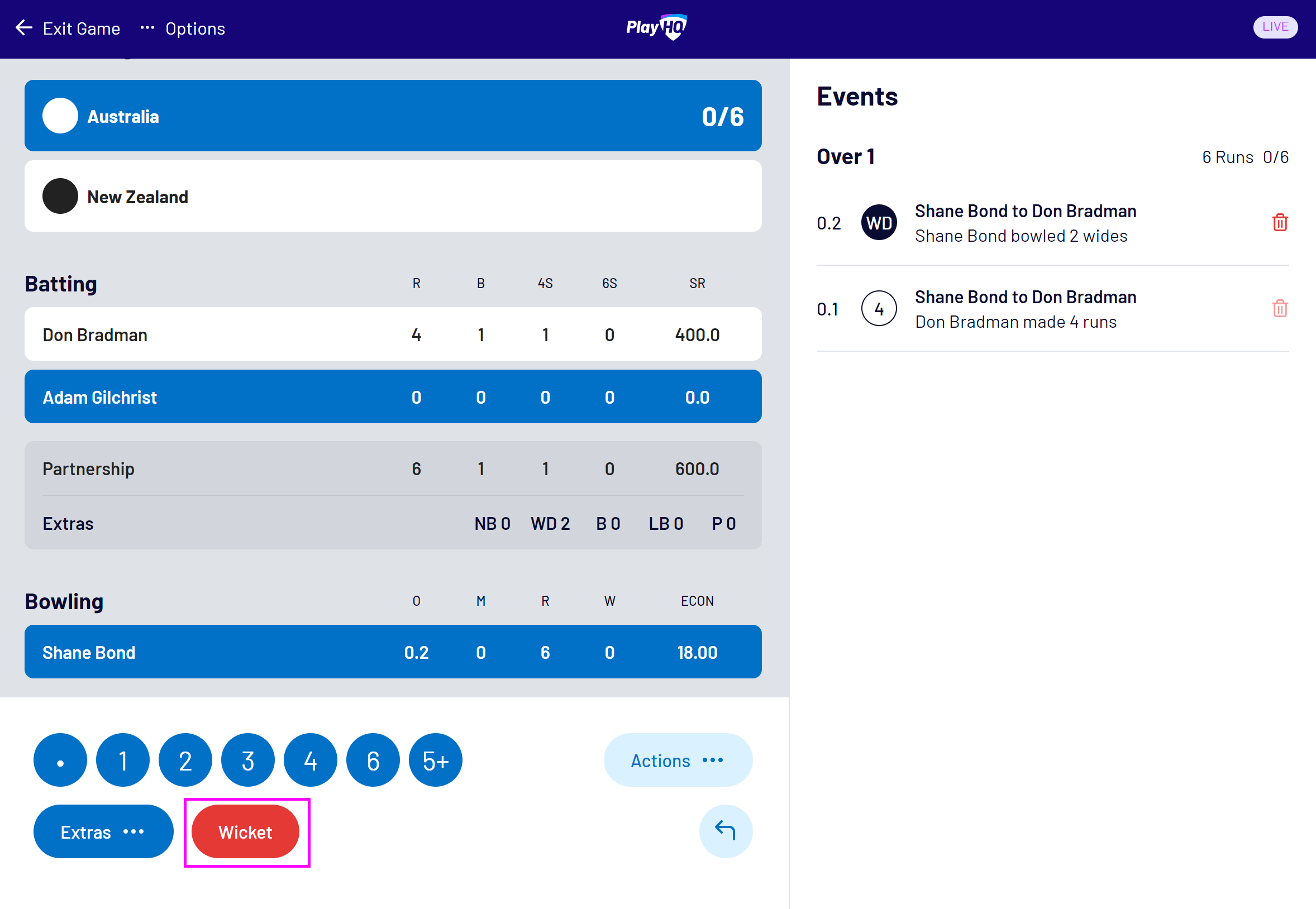 Selecting a game to score using electronic scoring – PlayHQ