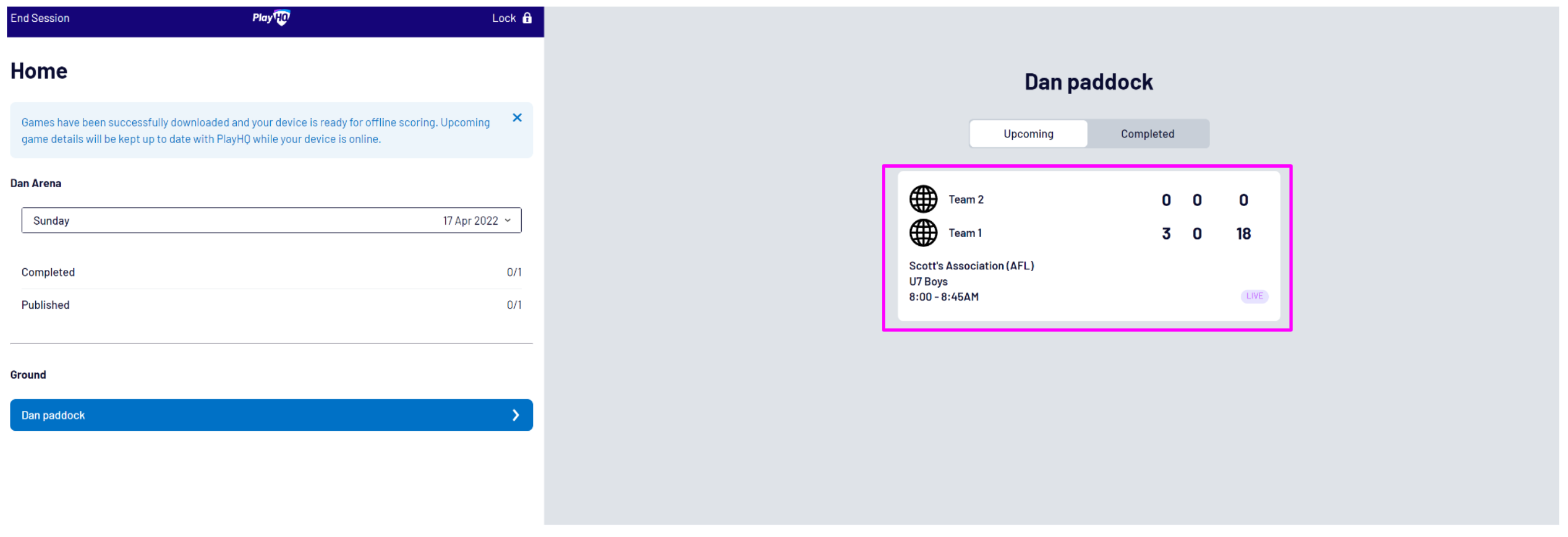 Setting up an electronic scoring session – PlayHQ