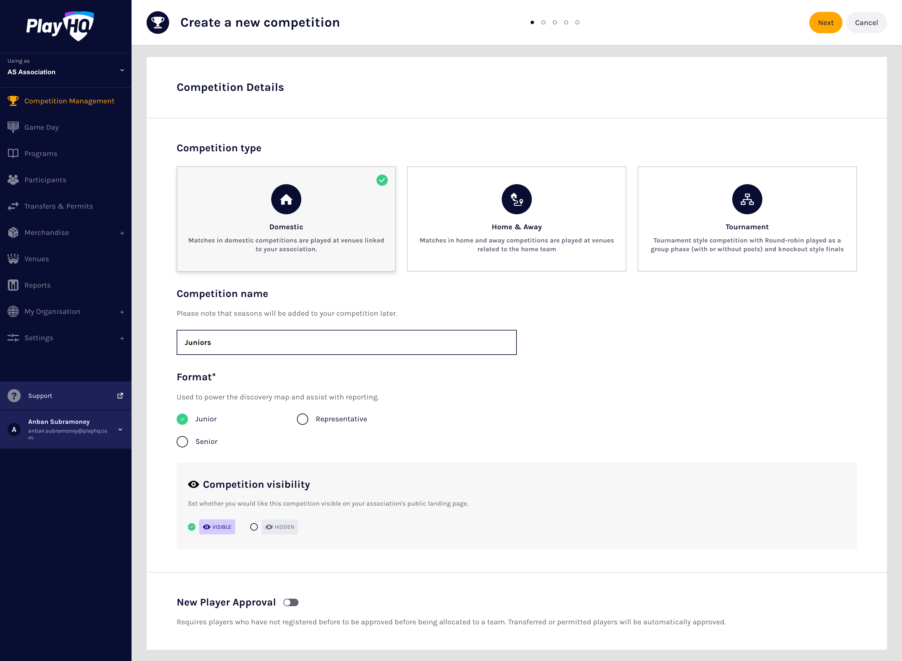 Game settings Page Design