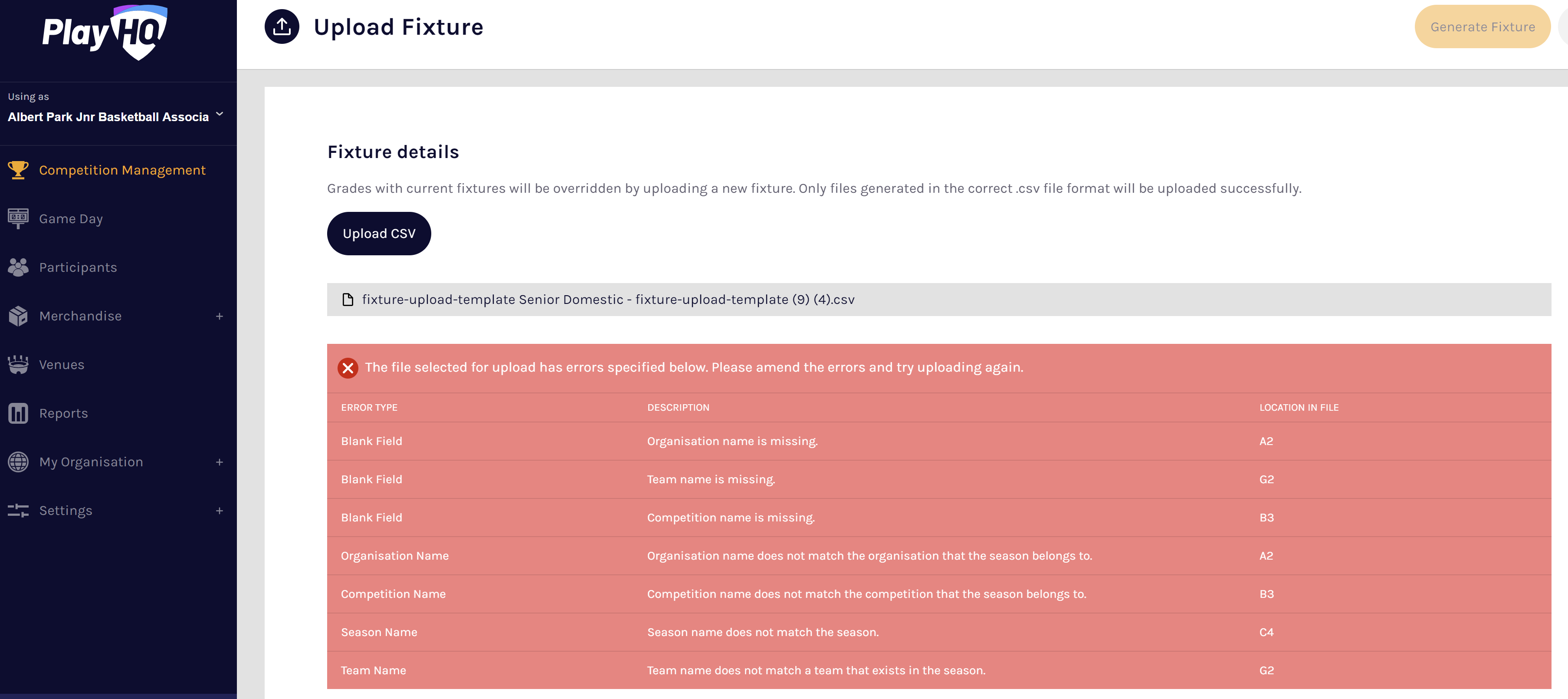 Generating A Fixture Using The Fixture Upload Feature – PlayHQ